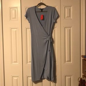 Forever21 Light Blue Midi Wrap Dress